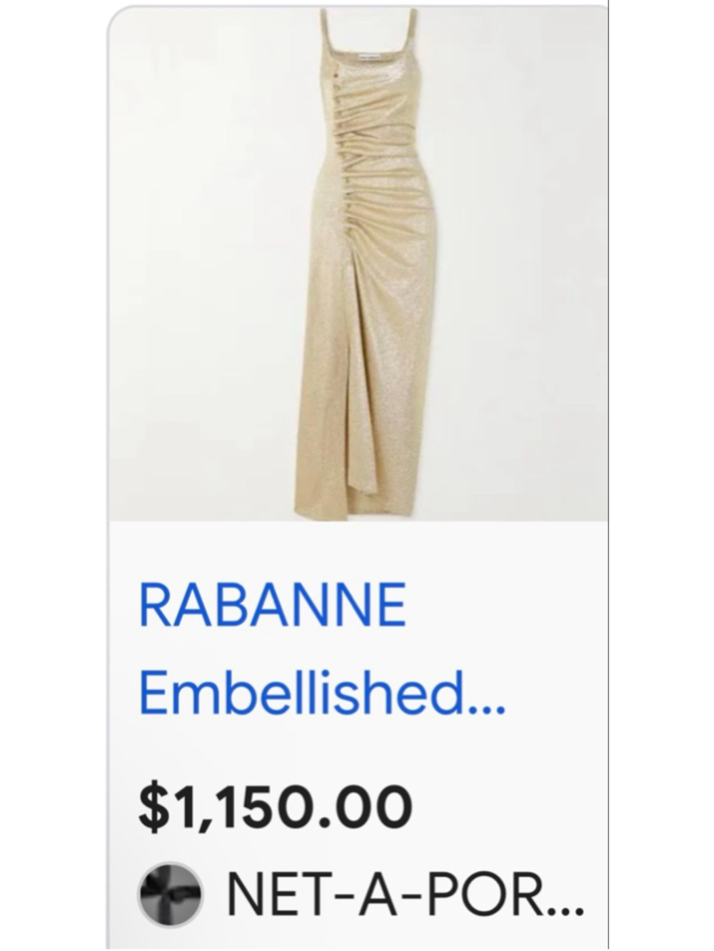 New Rabanne Gold Shimmer Ruched Side Maxi Dress 36/4 - Picture 2 of 11